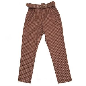 Check Belted Tapered Trouser